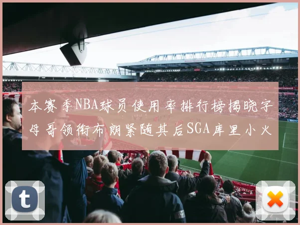 本赛季NBA球员使用率排行榜揭晓字母哥领衔布朗紧随其后SGA库里小火车紧追不舍